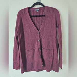 Toad&Co Women's Burgundy Button-Front V-Neck Cardigan